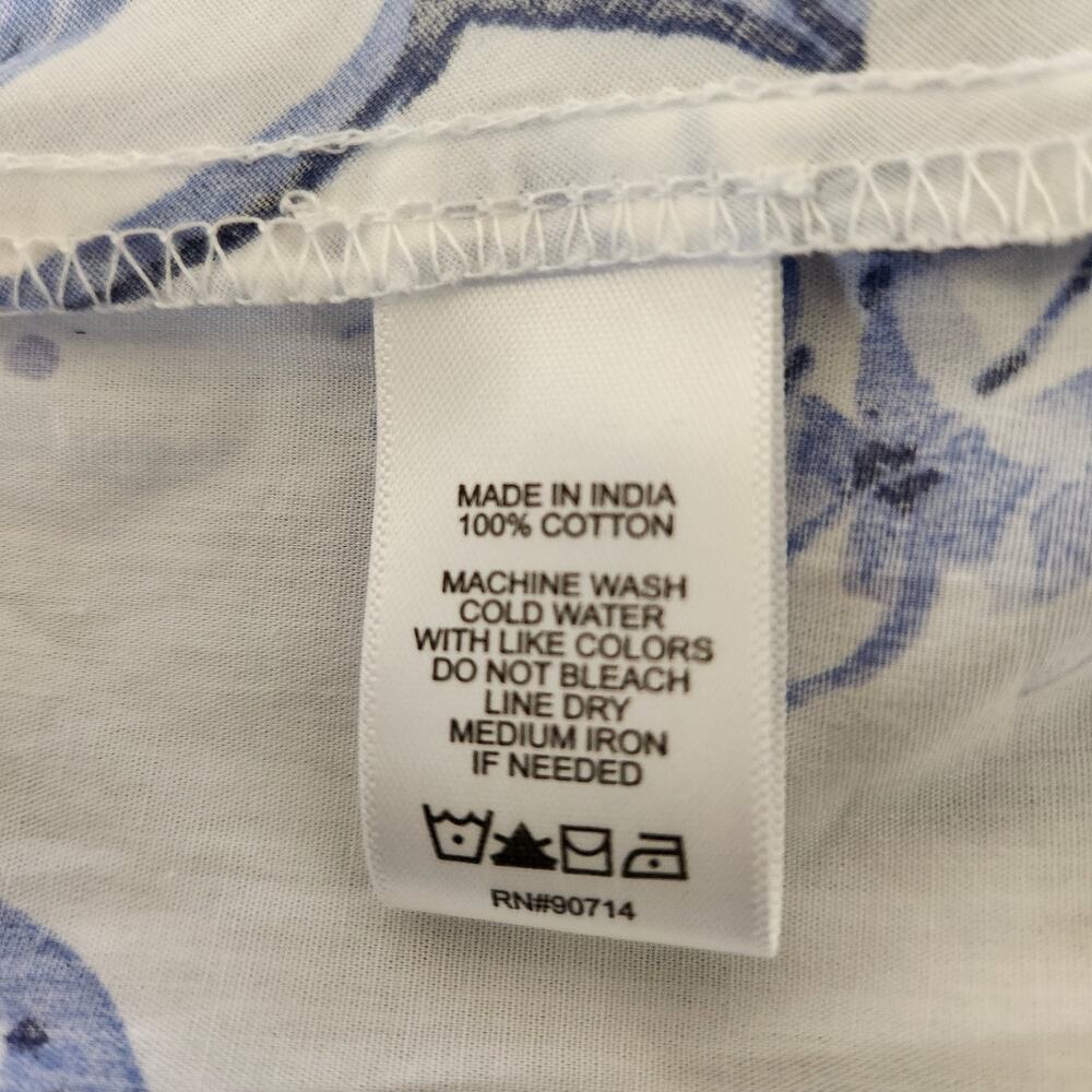 Cynthia Steffe Shirt Dress Women's L White Blue Floral Flared Coastal Nautical - Picture 12 of 16